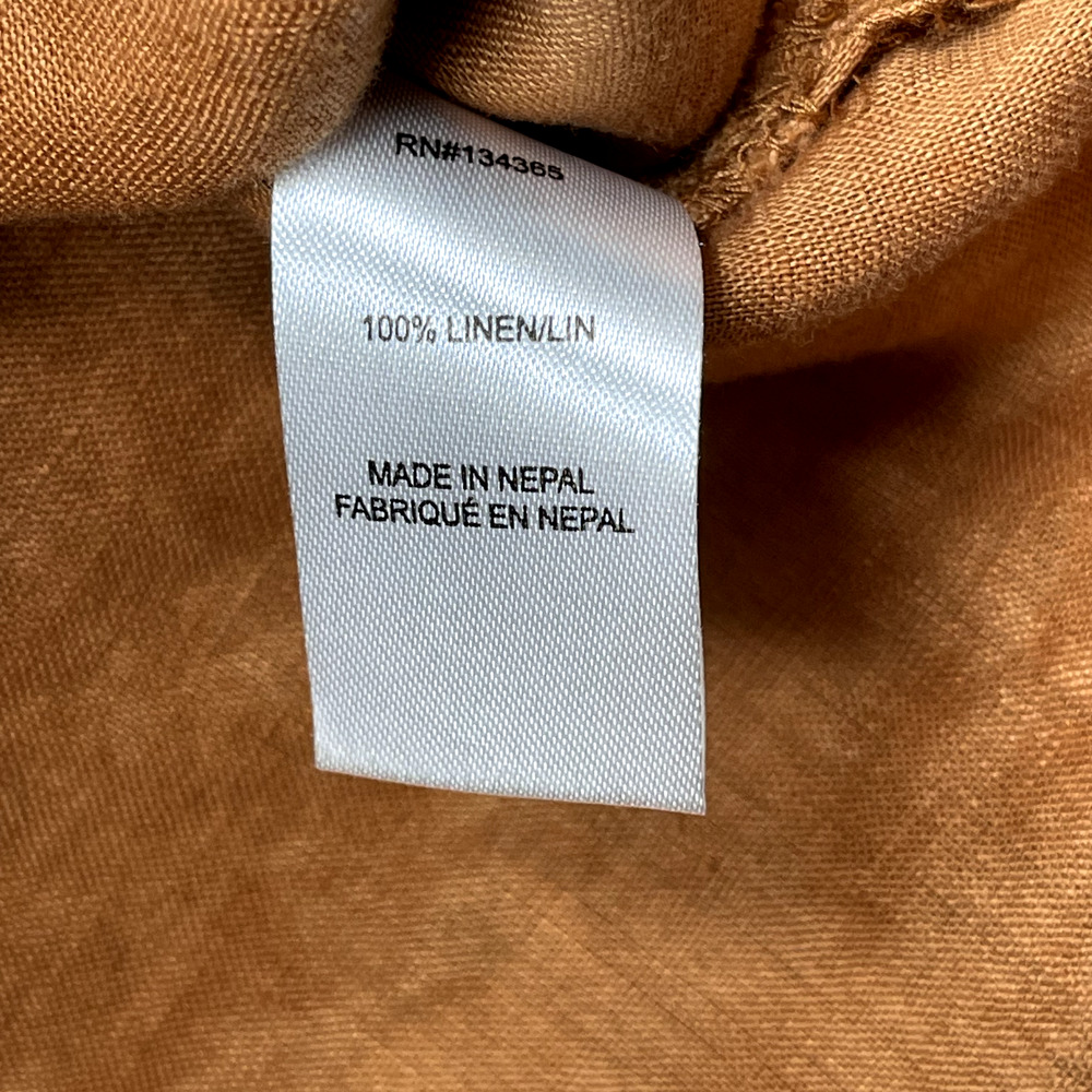 Andrea Jovine Linen Tunic Top Womens Large Brown Cap Sleeve Peasant Praire - Picture 4 of 9